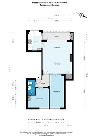 Plattegrond - Bestevâerstraat 99-2, 1056 HK Amsterdam - Bestevaerstraat 99-2 - Amsterdam - 2e_verdieping - 2D.jpg